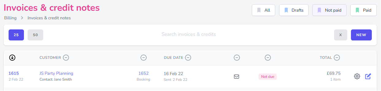 Invoices & credit notes