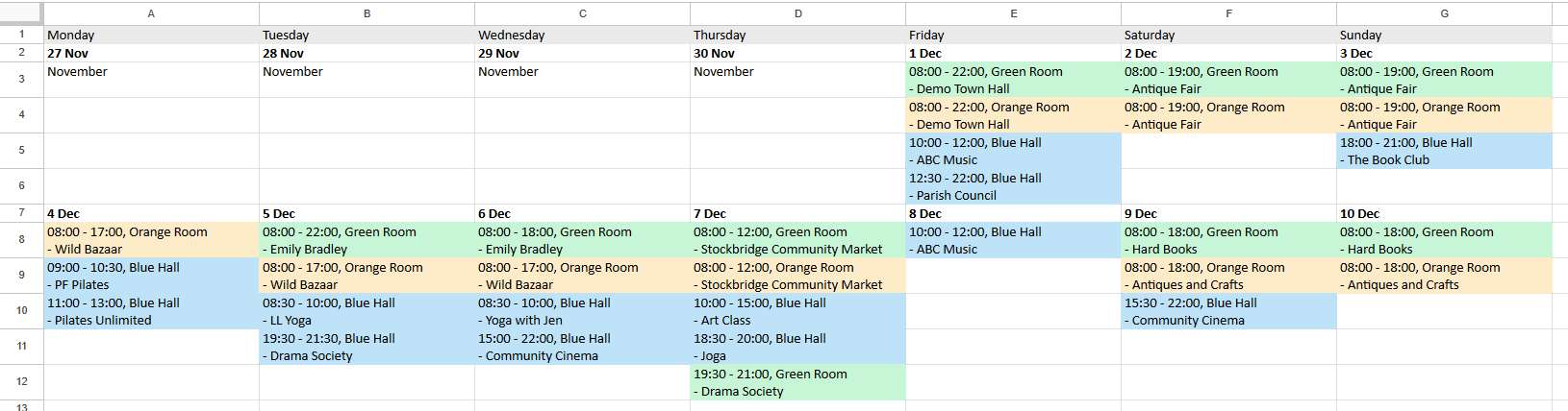 You can export your LemonBooking calendar to Excel