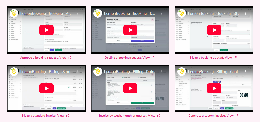 YouTube videos in the help centre
