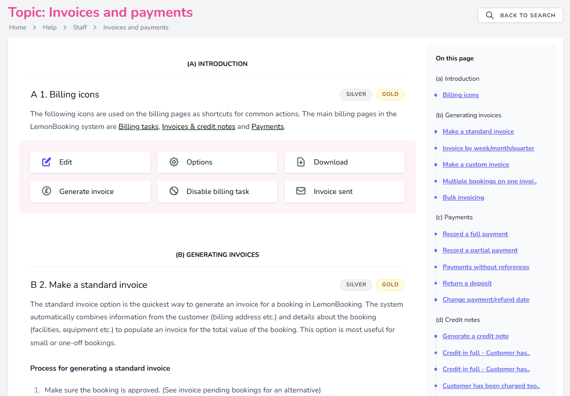 The new help topic for billing